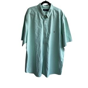 Polo Ralph Lauren Mens 3XL Tall Aqua Short Sleeve Button Down Shirt Big Tall